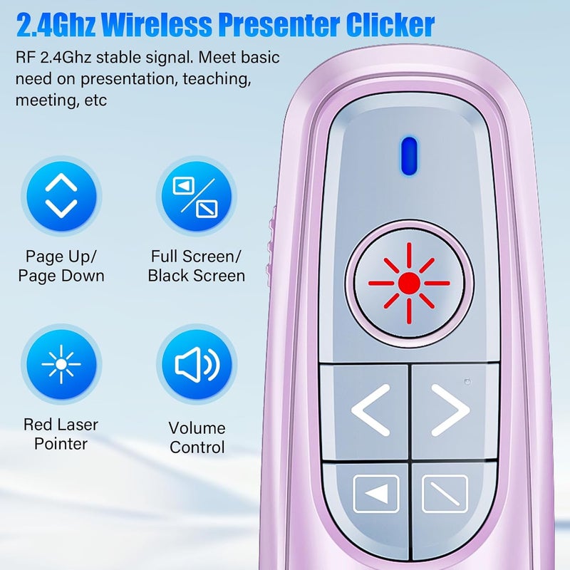 RJAD Presentation Clicker Wireless Presenter Remote Clicker, USB C PowerPoint Clicker for Presentation with Laser Pointer, RF 2.4GHz Computer Pointer Clicker Slide Advancer for Mac - Image 2